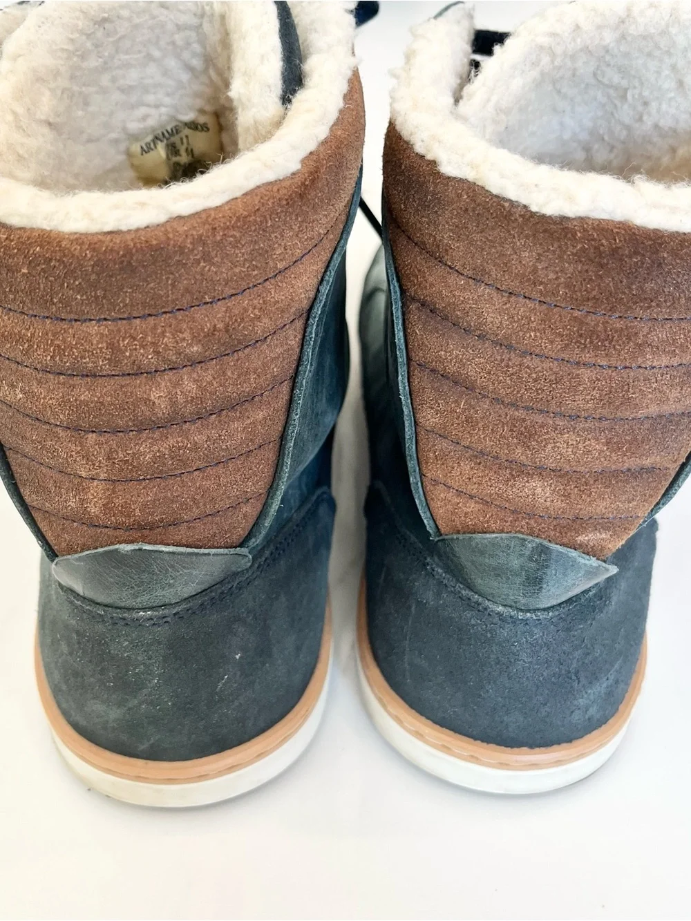 Bull Boxer Men's Dark Blue Lace-Up Winter Boots with Sherpa Lining Size 11